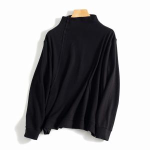 Basic Style Mock Neck Pullover Comfy Fringed T-shirt