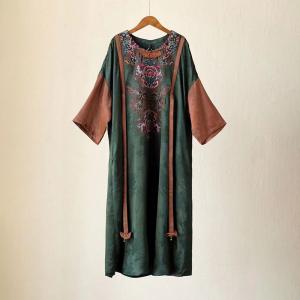 Exquisite Embroidery Green Dress Silk Tassel Designer Dress