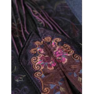 Flowers Embroidery Linen Dress Tassel Quilted Caftan Dress