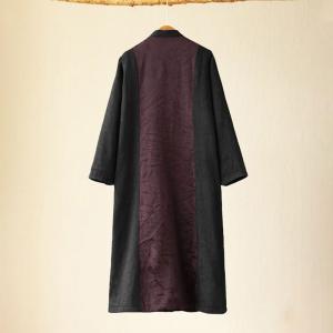 Jacquard Embroidery Coat Dress Linen Tassel Duster Kimono