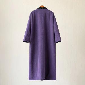 Embroidery Dress Coat Tassel Pankou Purple Long Kimono