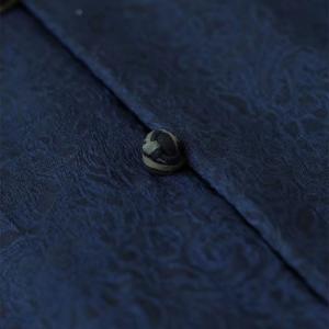 Mandarin Collar Blue Embroidery Puffer Flouncing Tassel Designer Coat