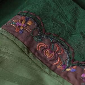 Exquisite Embroidery Green Dress Jacquard Chinese Kimono Dress