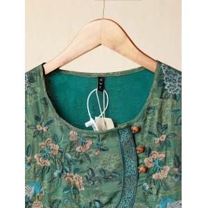 Flouncing Hem Floral Blouse Chinese Embroidery Clothing