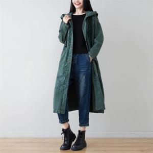 Big Pockets Totem Hooded Coat Cotton 90s Trench Coat
