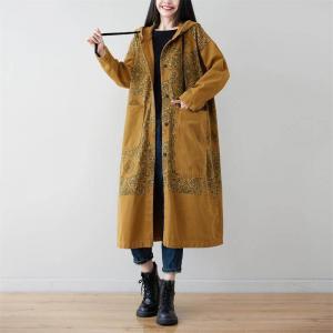Big Pockets Totem Hooded Coat Cotton 90s Trench Coat