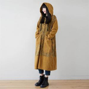 Big Pockets Totem Hooded Coat Cotton 90s Trench Coat