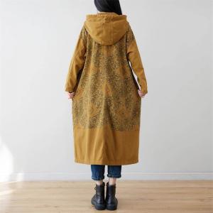 Big Pockets Totem Hooded Coat Cotton 90s Trench Coat