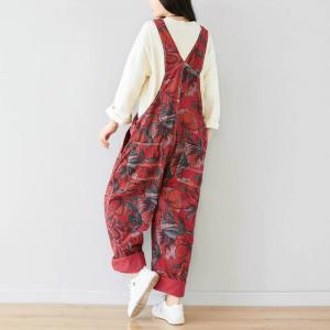 Colorful Printed Adjustable Straps Overalls Denim Baggy Dungarees