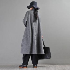 Asymmetrical Wool Designer Cardigan Plus Size Winter Coat