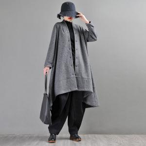 Asymmetrical Wool Designer Cardigan Plus Size Winter Coat