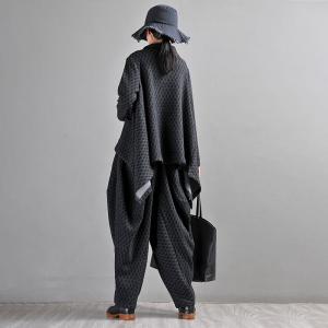 90s Fashion Jacquard Tweed Sweatshirt Asymmetrical Designer Cape