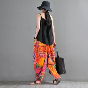 Colorful Printed Ramie Elephant Pants Customized Resort Wear