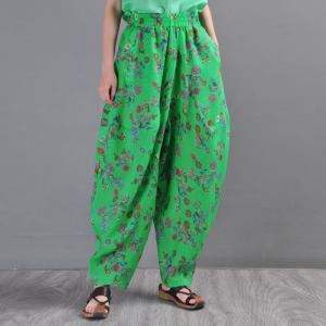 Colorful Printed Ramie Elephant Pants Customized Resort Wear