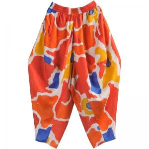 Colorful Printed Ramie Elephant Pants Customized Resort Wear