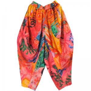 Colorful Printed Ramie Elephant Pants Customized Resort Wear