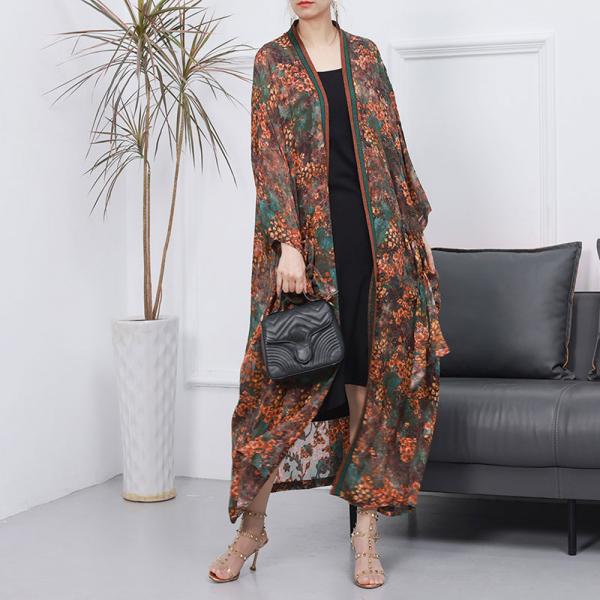 Hawaii Style Floral Cardigan Plus Size Silk Resort Wear