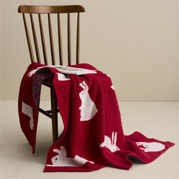 Cute Rabbit Red Blanket Full Size Cozy Throw