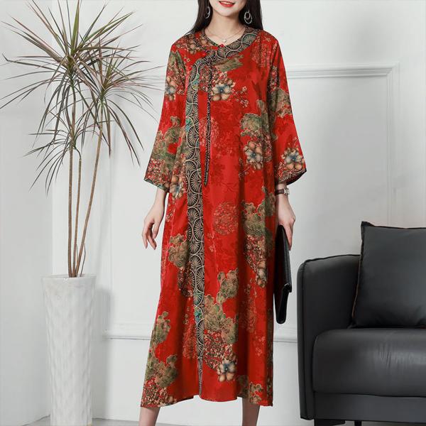 Silk Printed Loose Cheongsam Elegant Wedding Dress