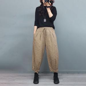 Casual Baggy Quilted Pants Womens Puffer Pants