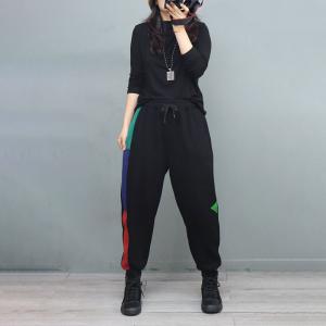 Street Fashion Cotton Tapered Pants Fleeced Sweat Pants