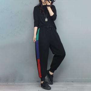 Street Fashion Cotton Tapered Pants Fleeced Sweat Pants