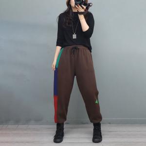 Street Fashion Cotton Tapered Pants Fleeced Sweat Pants