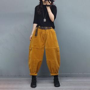 Plus Size Corduroy Pants Fleeced Winter Carrot Pants