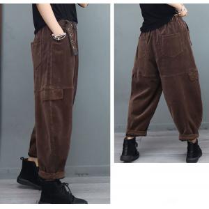 Plus Size Corduroy Pants Fleeced Winter Carrot Pants