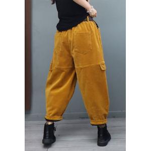 Plus Size Corduroy Pants Fleeced Winter Carrot Pants