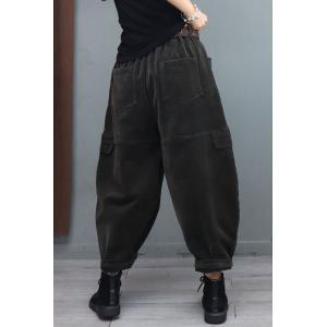 Plus Size Corduroy Pants Fleeced Winter Carrot Pants