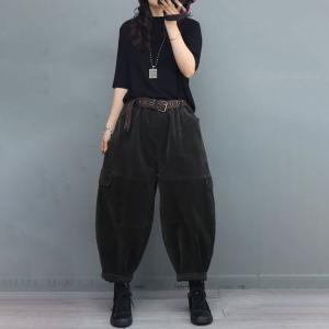 Plus Size Corduroy Pants Fleeced Winter Carrot Pants