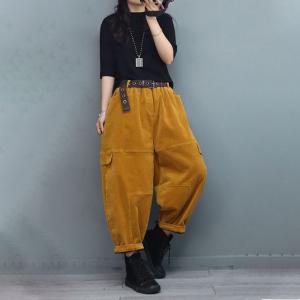 Plus Size Corduroy Pants Fleeced Winter Carrot Pants