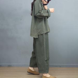 Lazy Style Comfy Fringed T-shirt with Baggy Wide Leg Pants