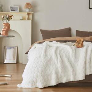 Soft and Cozy White Blanket Knit Cotton Soft Throw