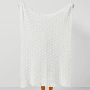 Soft and Cozy White Blanket Knit Cotton Soft Throw