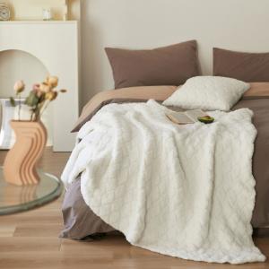 Soft and Cozy White Blanket Knit Cotton Soft Throw