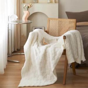 Soft and Cozy White Blanket Knit Cotton Soft Throw