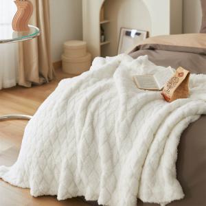 Soft and Cozy White Blanket Knit Cotton Soft Throw