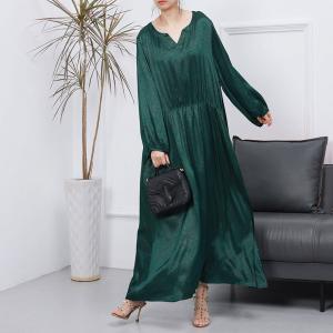 Puff Sleeves High Waist Dress Sweetheart Neck Silky Church Dress