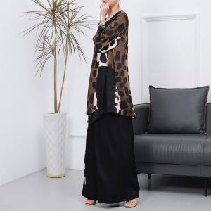 Business Casual Leopard Tunic with Wide Leg Black Pants