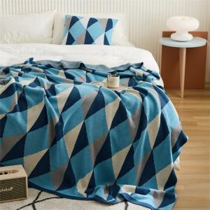 Rhombus Patterns Cotton Blanket Modern Soft Camping Blanket