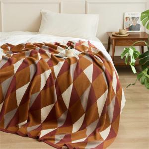 Rhombus Patterns Cotton Blanket Modern Soft Camping Blanket