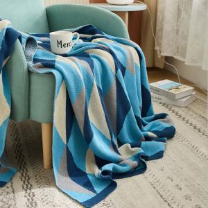 Rhombus Patterns Cotton Blanket Modern Soft Camping Blanket