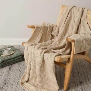 Chunky Cable Knit  Blanket Solid Color Summer Throw