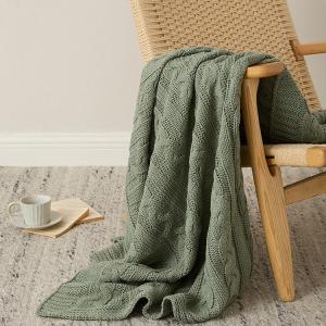 Chunky Cable Knit  Blanket Solid Color Summer Throw