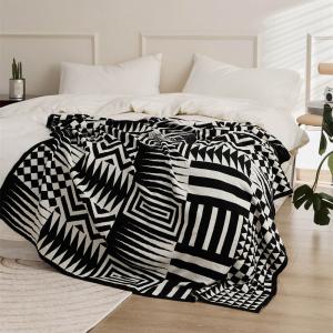 Black and White Geometric Blanket Modern Cotton Blanket