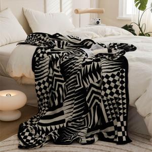 Black and White Geometric Blanket Modern Cotton Blanket