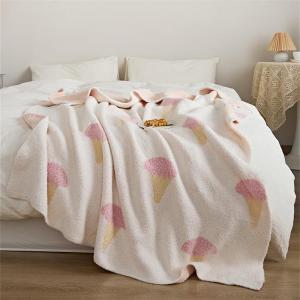 Cute Ice Cream White Blanket Soft Cozy Couch Throw