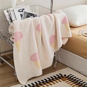 Cute Ice Cream White Blanket Soft Cozy Couch Throw